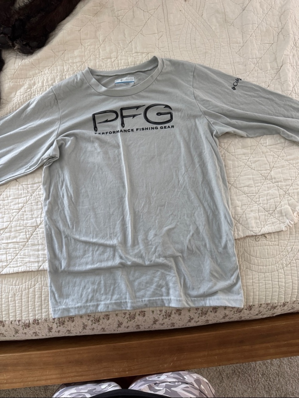 Columbia Light Gray PFG Long Sleeve Performance Shirt